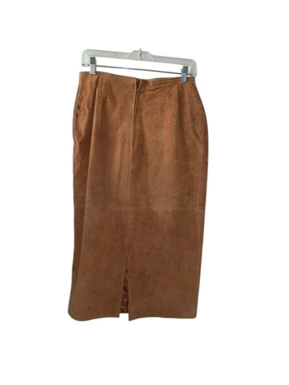 Brandon Thomas Womens Camel Leather Midi Skirt Size 12 - Picture 4 of 10
